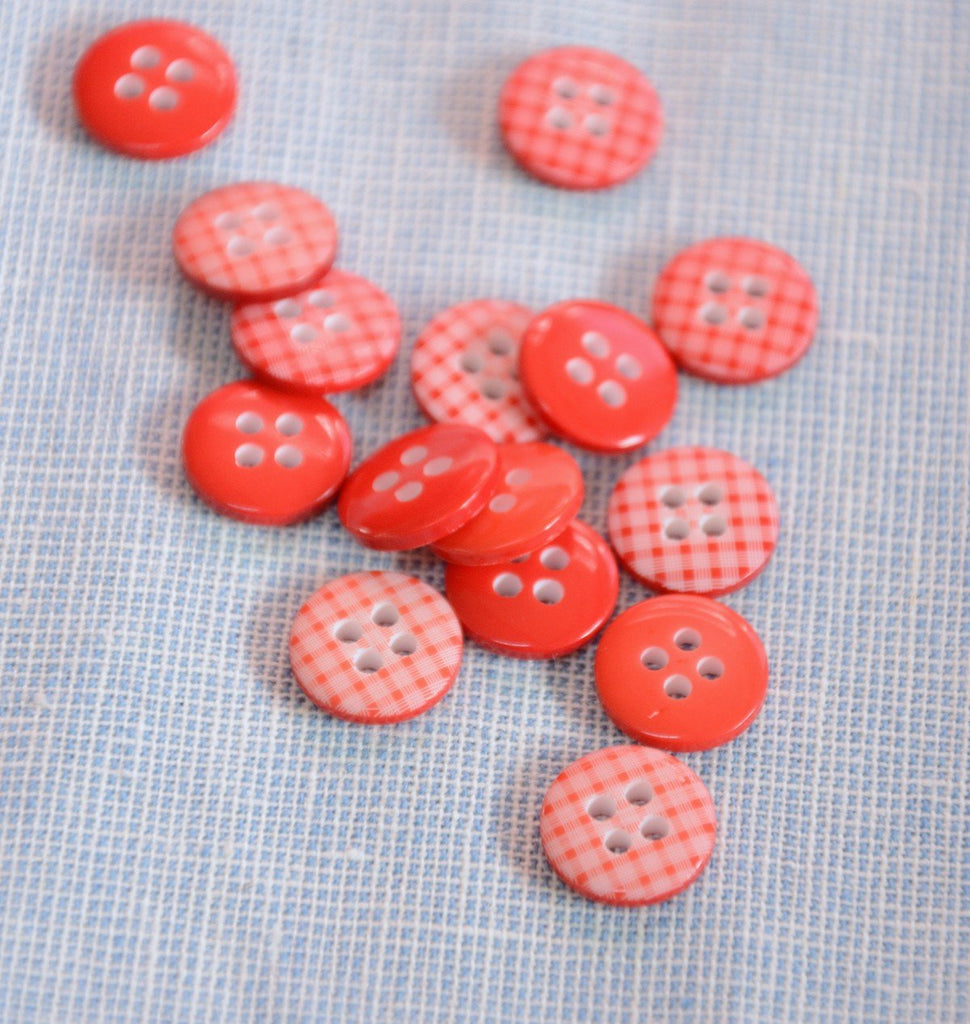 Red Gingham Button - 13mm - The Eternal Maker - UK Fabric Shop