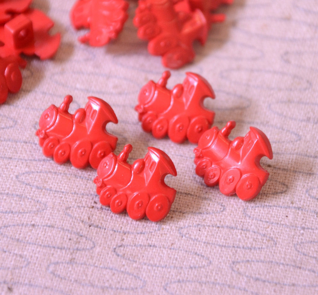 Red Train Shank Button - 15mm - The Eternal Maker - UK Fabric Shop