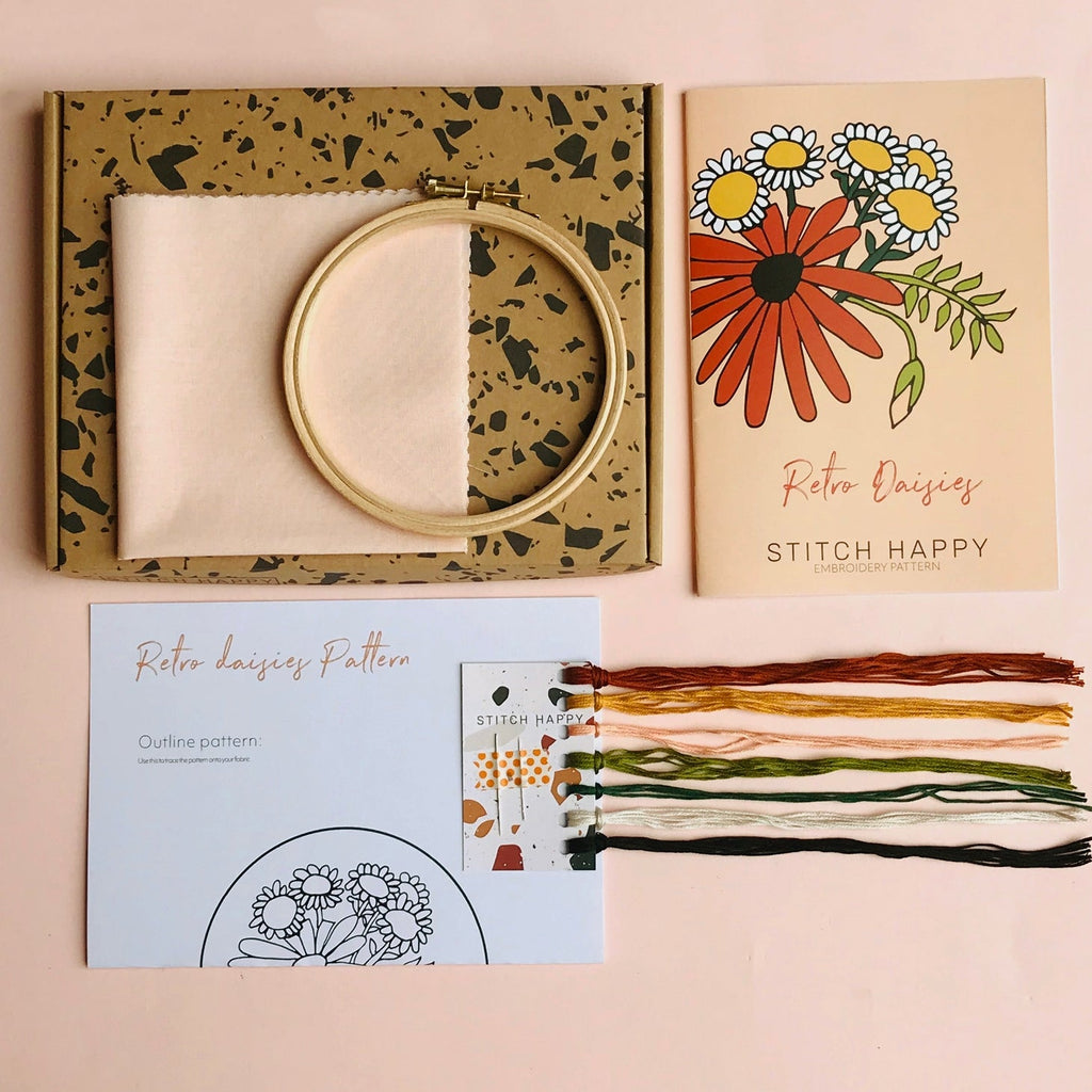 Retro Daisies - Modern Eco embroidery Kit - The Eternal Maker - UK Fabric Shop