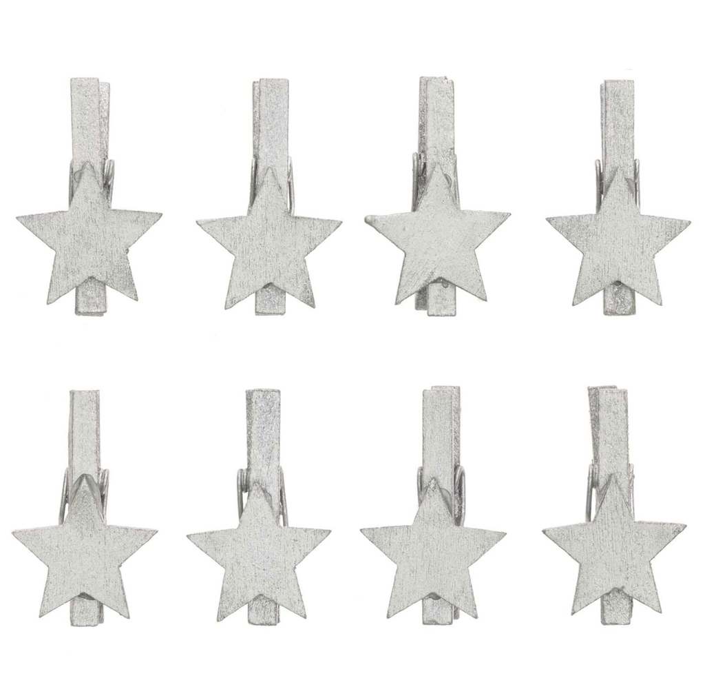 Rico Craft Supplies Silver Star 30mm Pegs - Pack of 8