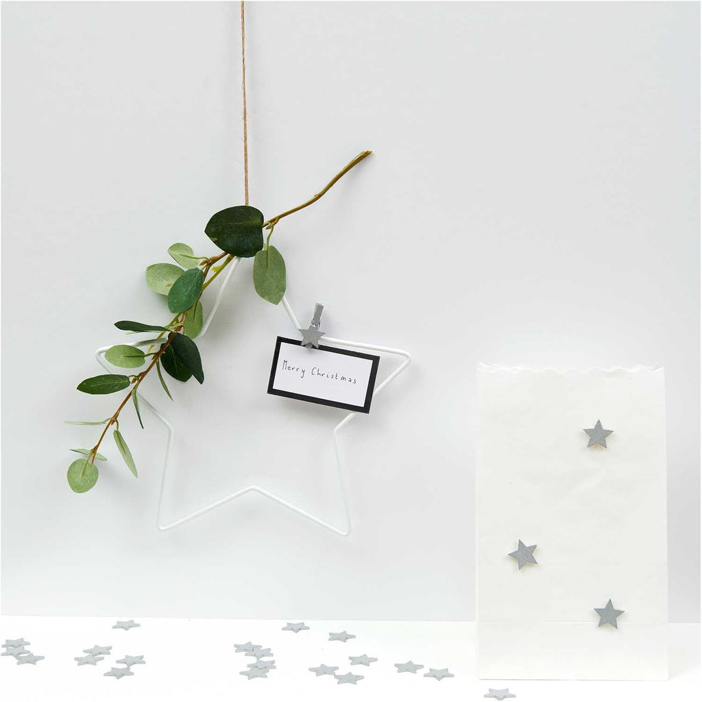 Rico Craft Supplies Wooden Stickers - Silver Stars - 24pcs