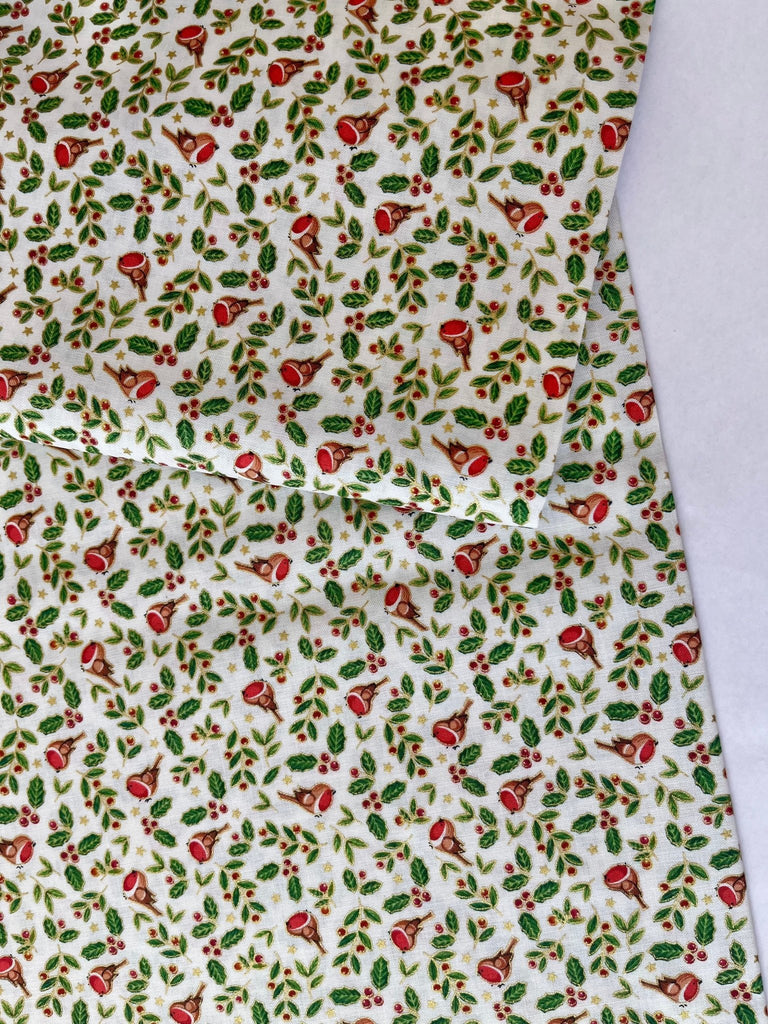Robins - Merry Christmas - Christmas Fabric - The Eternal Maker - UK Fabric Shop