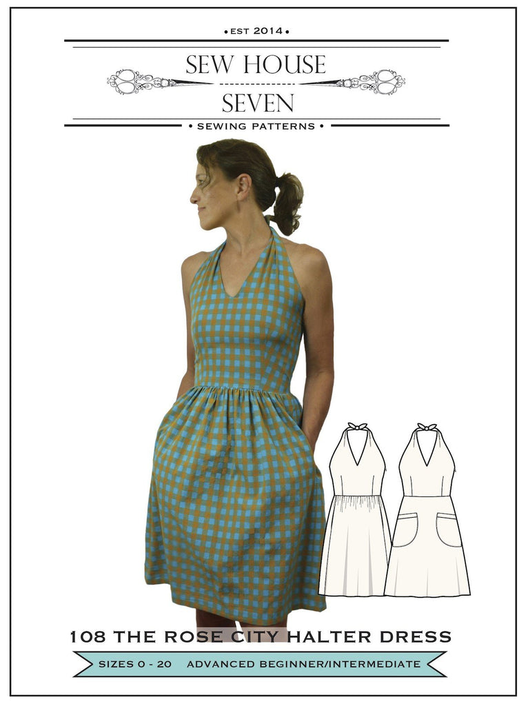 Rose City Halter Dress Pattern - Sew House Seven - Digital PDF Download Pattern - The Eternal Maker - UK Fabric Shop