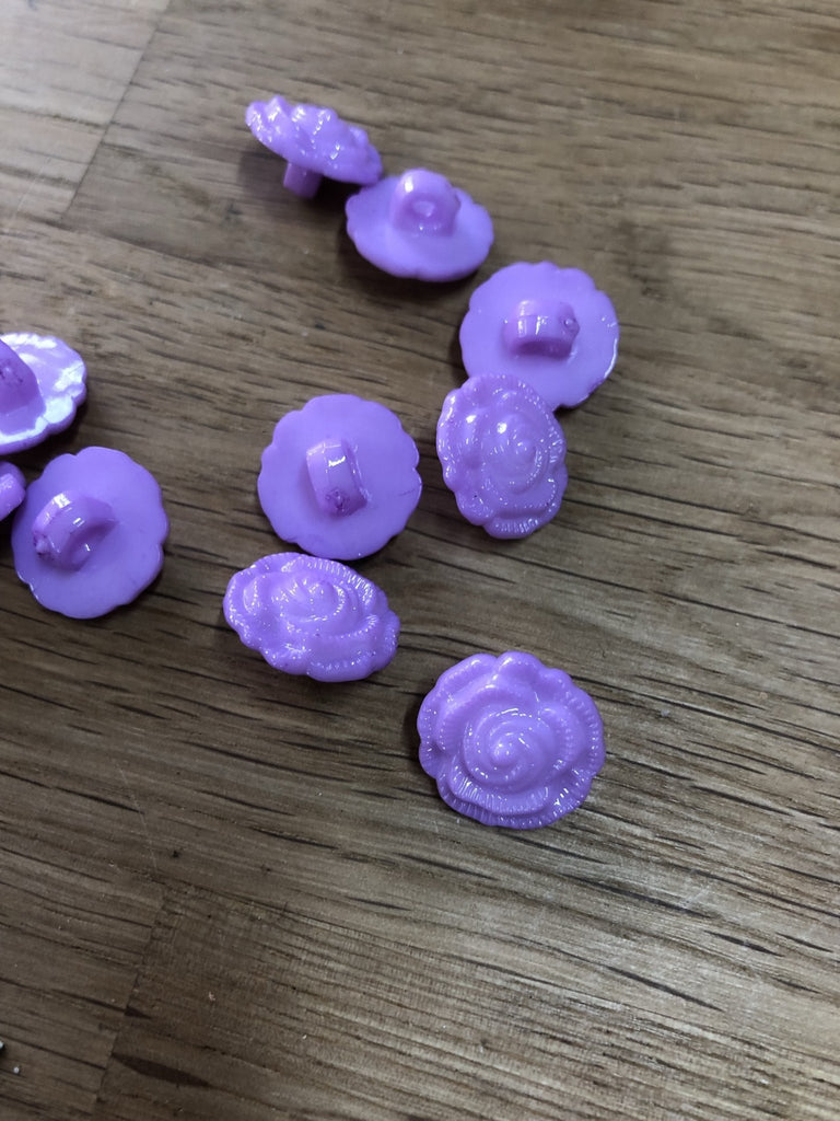 Rose Shaped Shank Button - 15mm - Mauve - The Eternal Maker - UK Fabric Shop