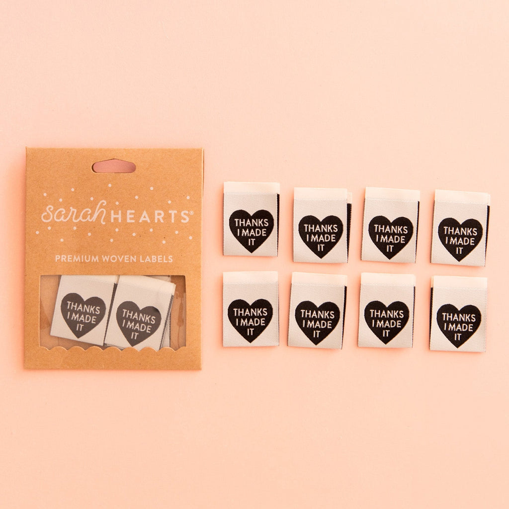 Sarah Hearts Craft Supplies Thanks I Made It Black Heart - Sarah Hearts Labels