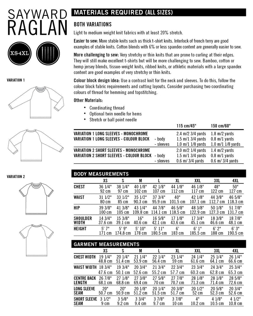 Sayward Raglan - Thread Theory Patterns - Digital Sewing Pattern - The Eternal Maker - UK Fabric Shop