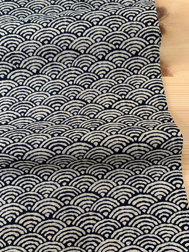 Seikeiha - Linen Look Indigo Fabric - Sevenberry fabric from Japan - The Eternal Maker - UK Fabric Shop