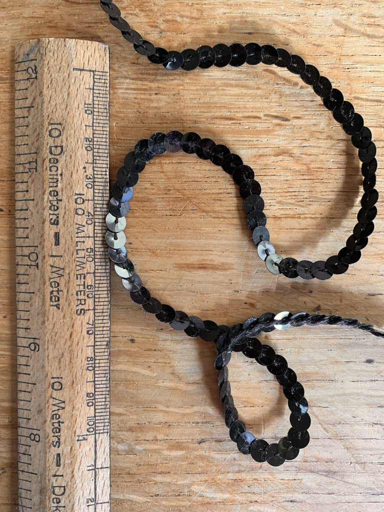 Sequin Trim - 5mm - Round Black - by the metre - The Eternal Maker - UK Fabric Shop