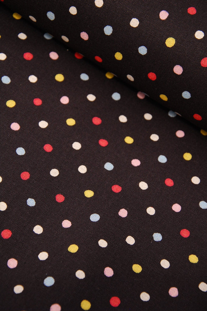 Sevenberry Fabric Rainbow Spot on Black - Sevenberry fabric from Japan