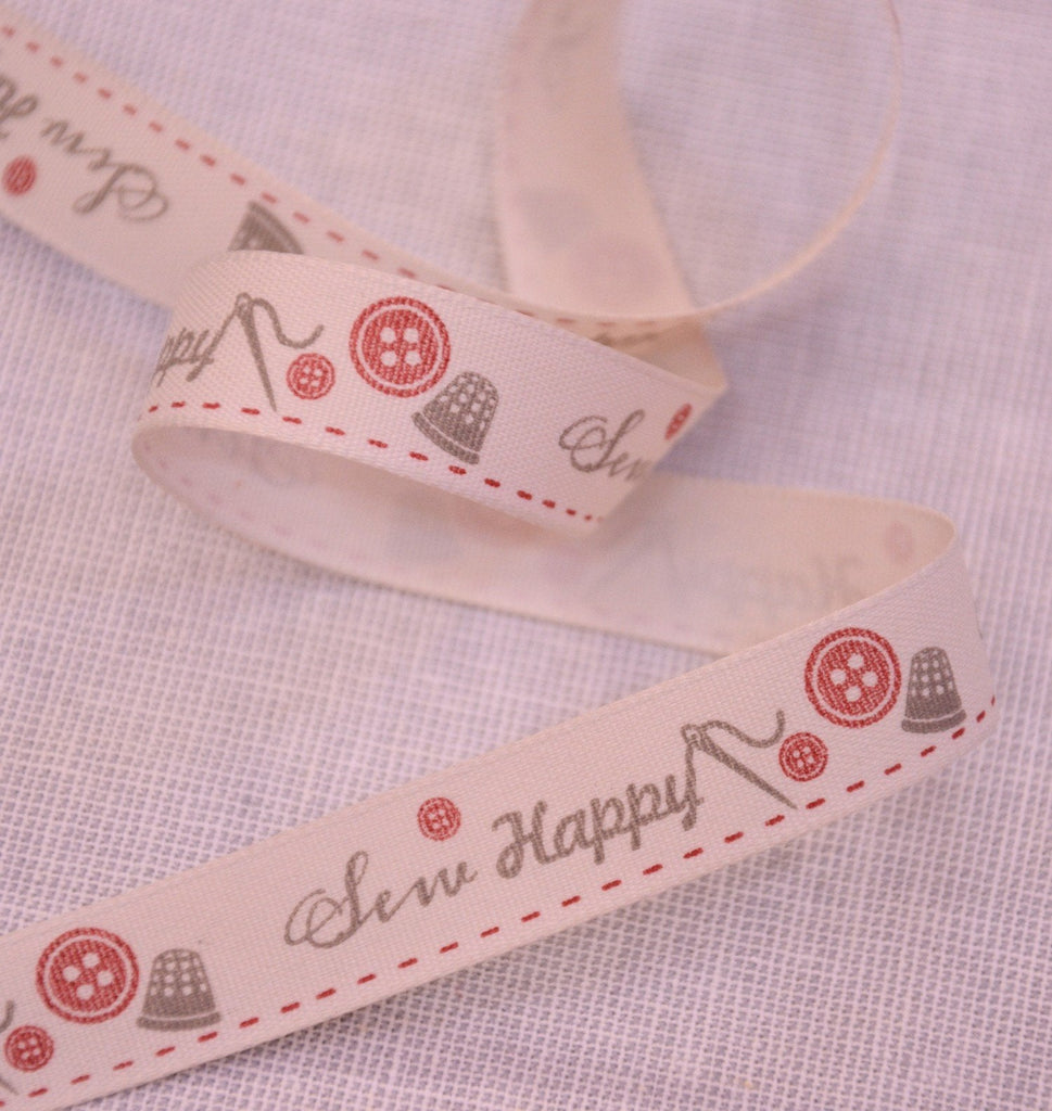 Sew Happy Ribbon - 15mm - Red - The Eternal Maker - UK Fabric Shop
