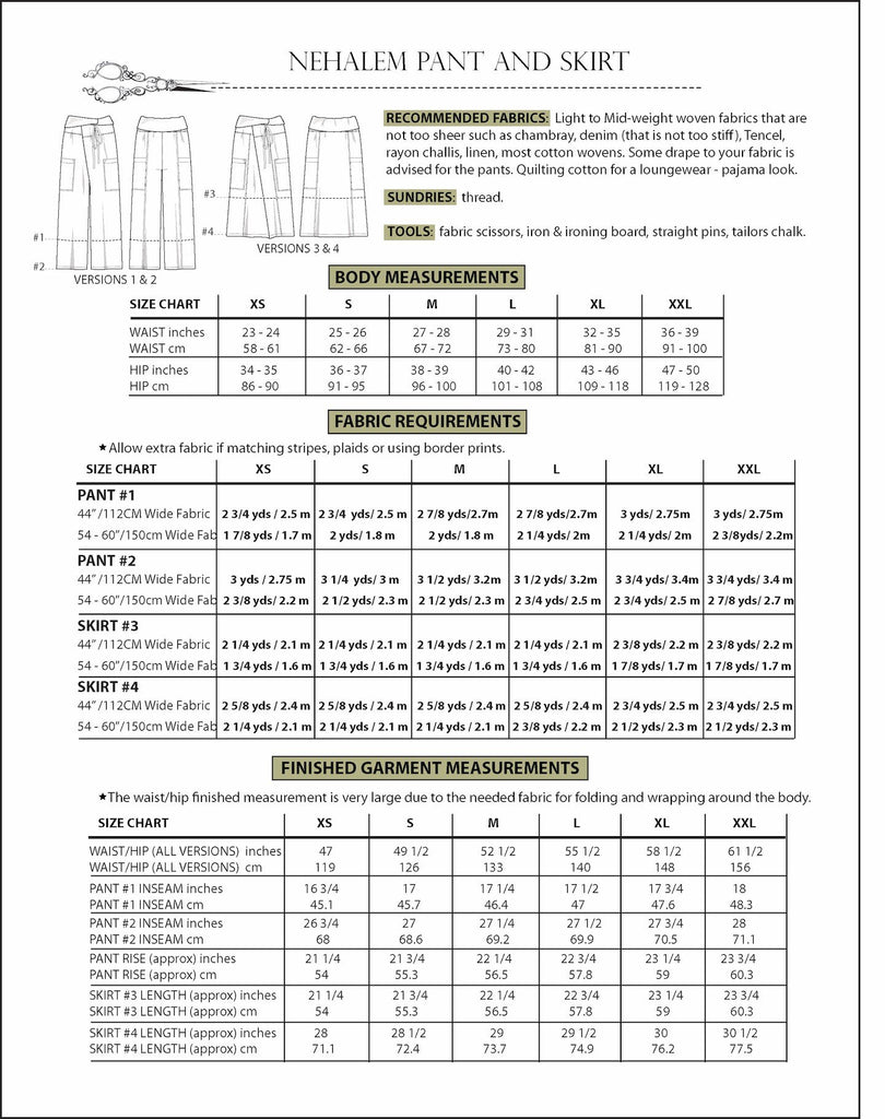 Sew House Seven Dress Patterns Nehalem Pants and Skirt - Sew House Seven - Digital PDF Download Pattern