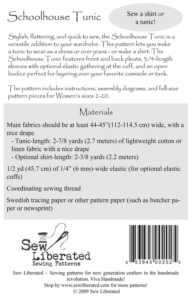 Sew Liberated Dress Patterns Schoolhouse Tunic - Sew Liberated - Digital Download PDF Sewing Pattern