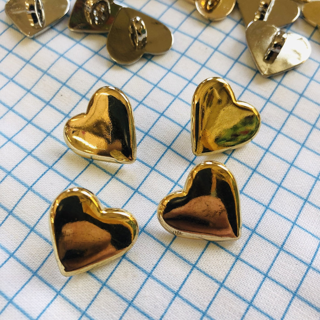 Shiny Gold Heart Button - 13mm - The Eternal Maker - UK Fabric Shop