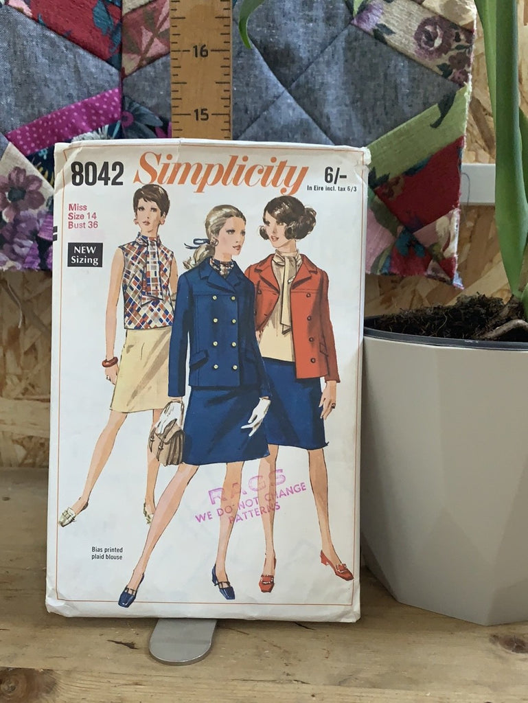 Simplicity - 8042 Misses Jacket, Skirt and Blouse - Vintage Sewing Pattern (Size 14 Bust 36) - The Eternal Maker - UK Fabric Shop