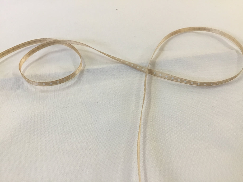 Skinny Spot Ribbon - 3mm - Beige - The Eternal Maker - UK Fabric Shop
