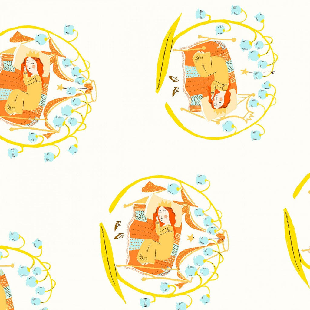 Sleeping Beauty in White - Far Far Away 2 - Heather Ross - pre cut fat quarter - The Eternal Maker - UK Fabric Shop