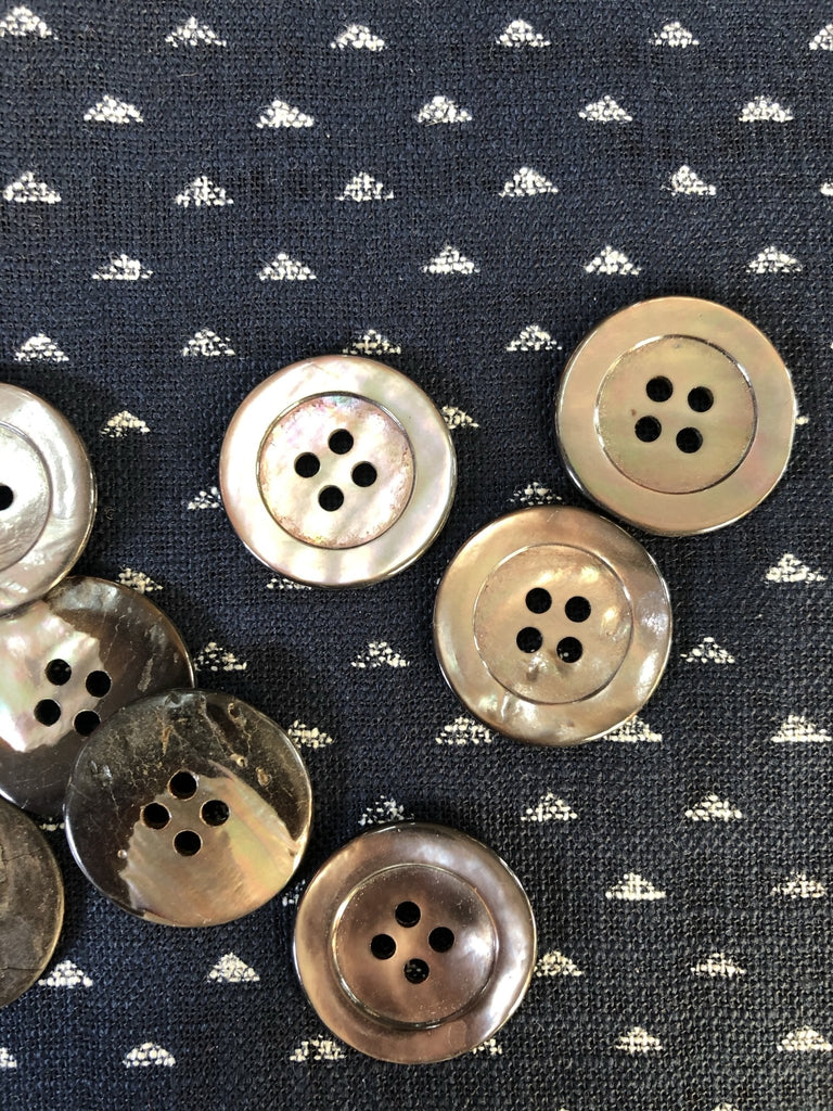 Smoke Mother of Pearl Wide Ring Edge Button 22mm - The Eternal Maker - UK Fabric Shop