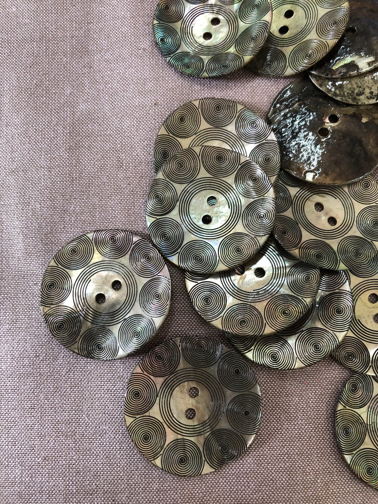 Smoke Rings - Lasered Shell Button - 34mm - The Eternal Maker - UK Fabric Shop