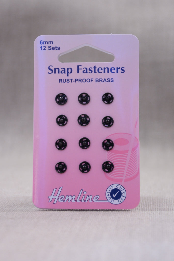 Snap Fasteners - 6mm - Black - The Eternal Maker - UK Fabric Shop