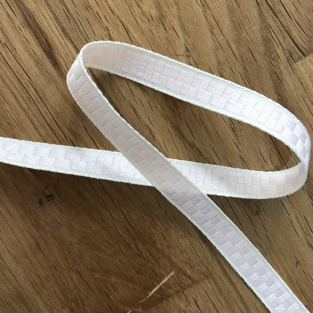 Soft Woven Check Ribbon - 10mm - Pale Pink - The Eternal Maker - UK Fabric Shop