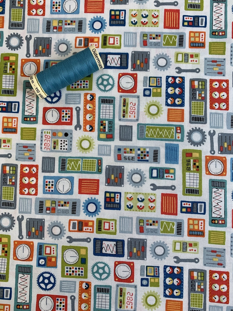 Space Dials - White - Makower Fabrics - The Eternal Maker - UK Fabric Shop