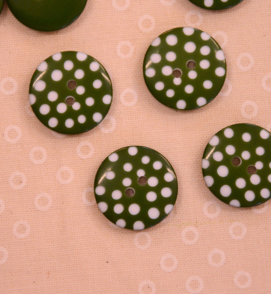 Spotty Button - 18mm - Dark Green - The Eternal Maker - UK Fabric Shop