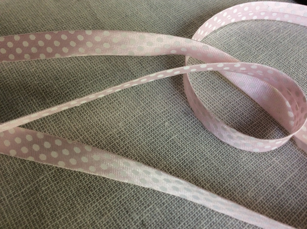 Spotty Satin Bias Binding - 10mm - Pale Pink - The Eternal Maker - UK Fabric Shop