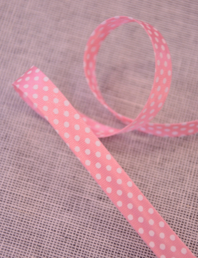 Spotty Satin Bias Binding - 10mm - Pink - The Eternal Maker - UK Fabric Shop