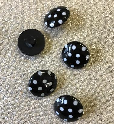 Spotty Shank Button - 14mm - Black - The Eternal Maker - UK Fabric Shop