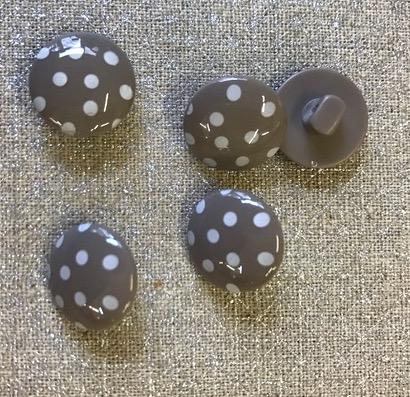 Spotty Shank Button - 14mm - Grey - The Eternal Maker - UK Fabric Shop