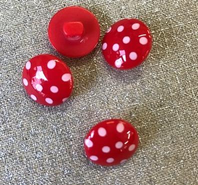 Spotty Shank Button - 14mm - Red - The Eternal Maker - UK Fabric Shop