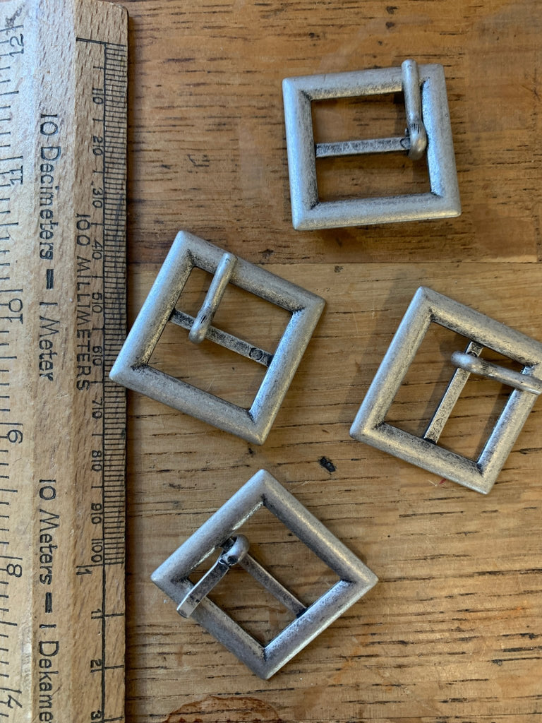 Square Antique Silver Buckle - 20mm - With Prong - The Eternal Maker - UK Fabric Shop