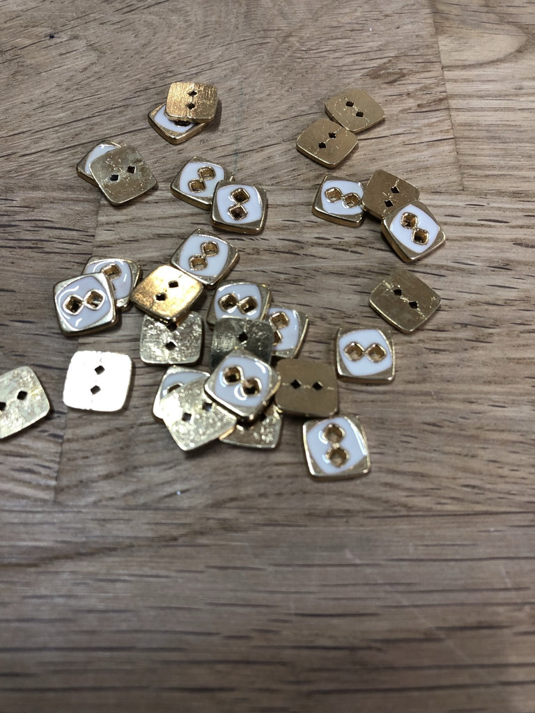 Square Art Deco Style Metal Button - 9mm - Gold - The Eternal Maker - UK Fabric Shop