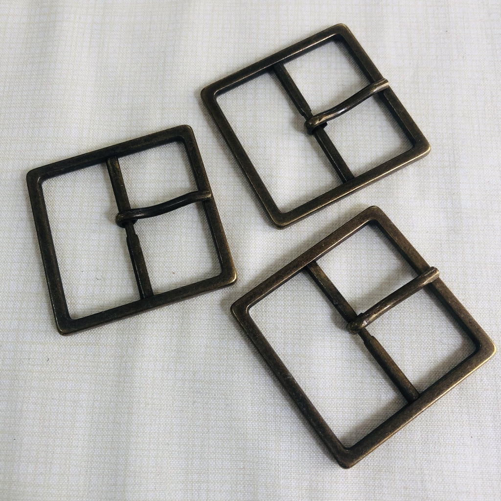 Square Buckle with Prong - 40mm - Antique Brass - The Eternal Maker - UK Fabric Shop