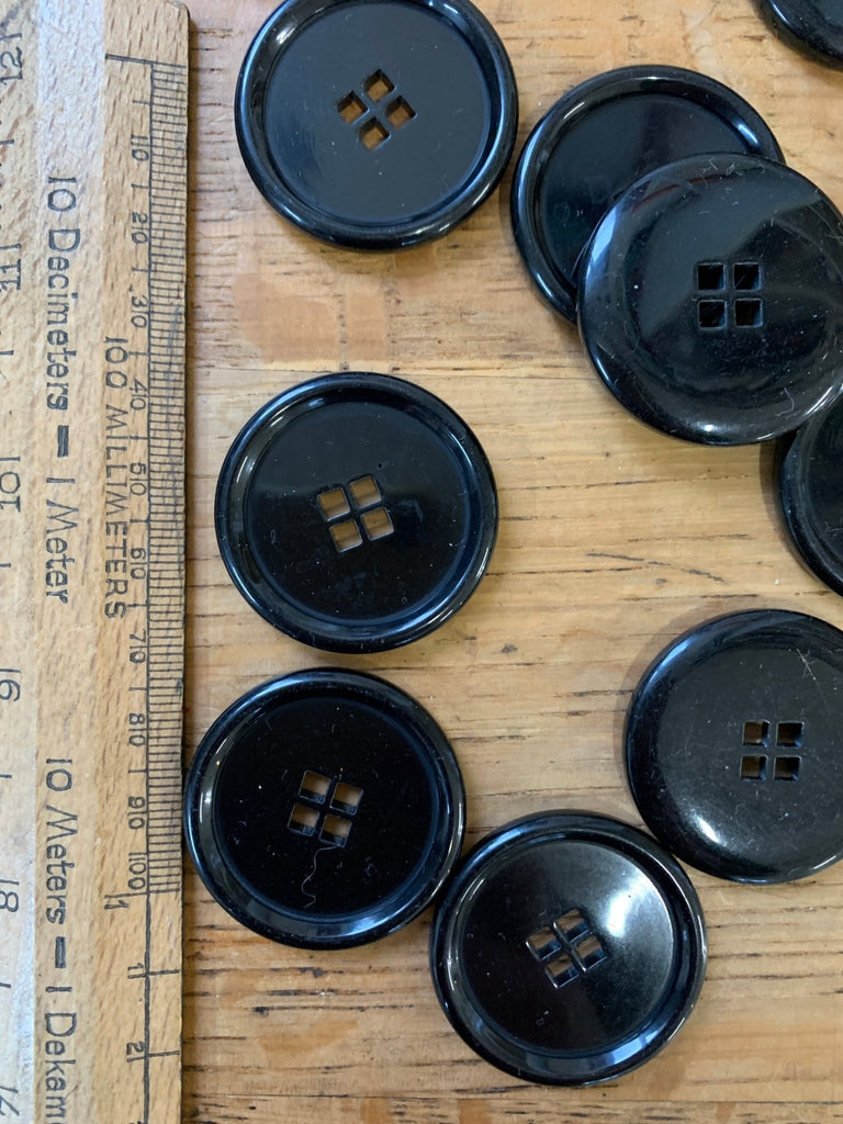 Square Holes Button - 35mm - Black - The Eternal Maker - UK Fabric Shop