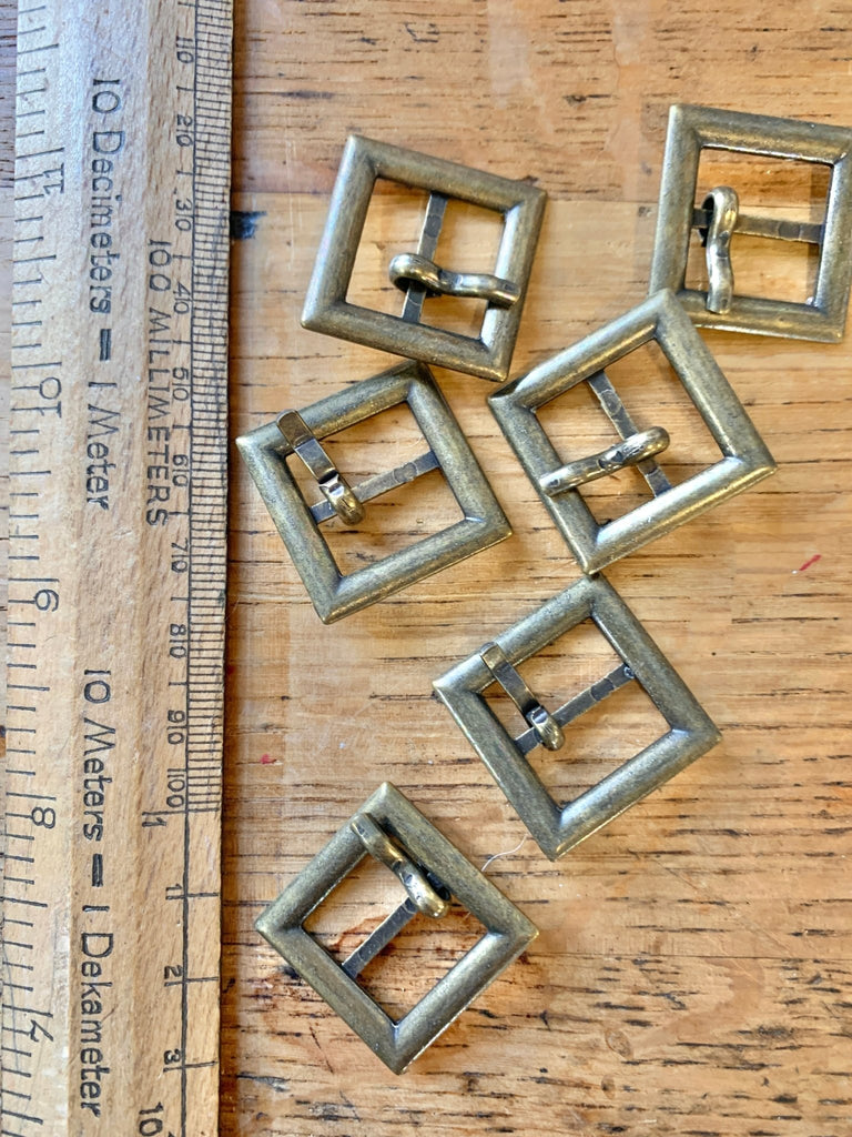 Square Mini Antique Brass Buckle - 15mm - With Prong - The Eternal Maker - UK Fabric Shop