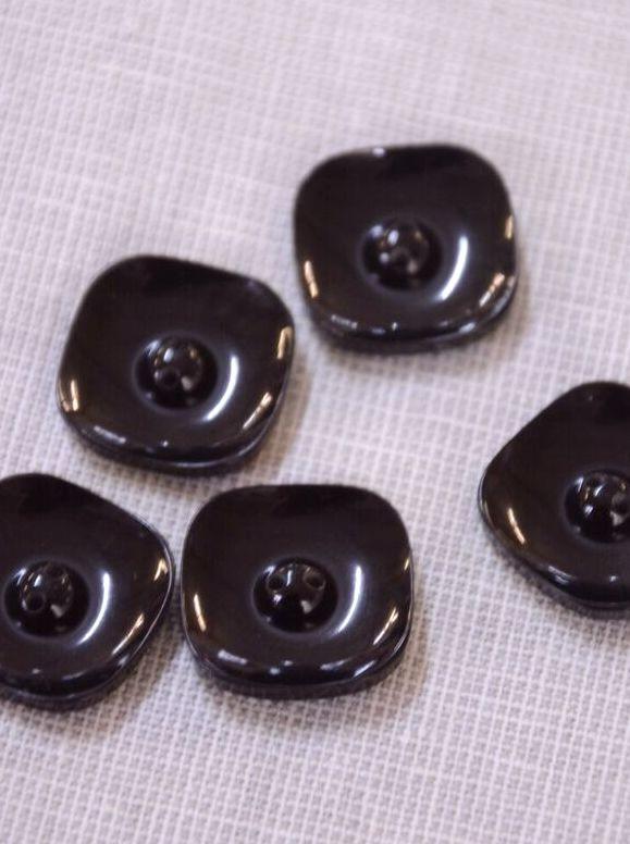 Stephanoise Buttons Black Square Button with Raised Centre - 15mm