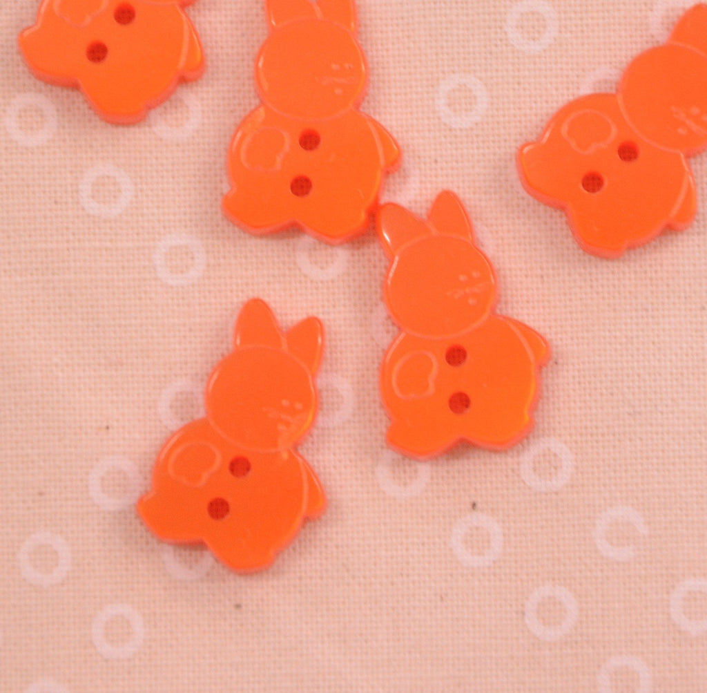 Stephanoise Buttons Bright Orange Bunny Button - 18mm