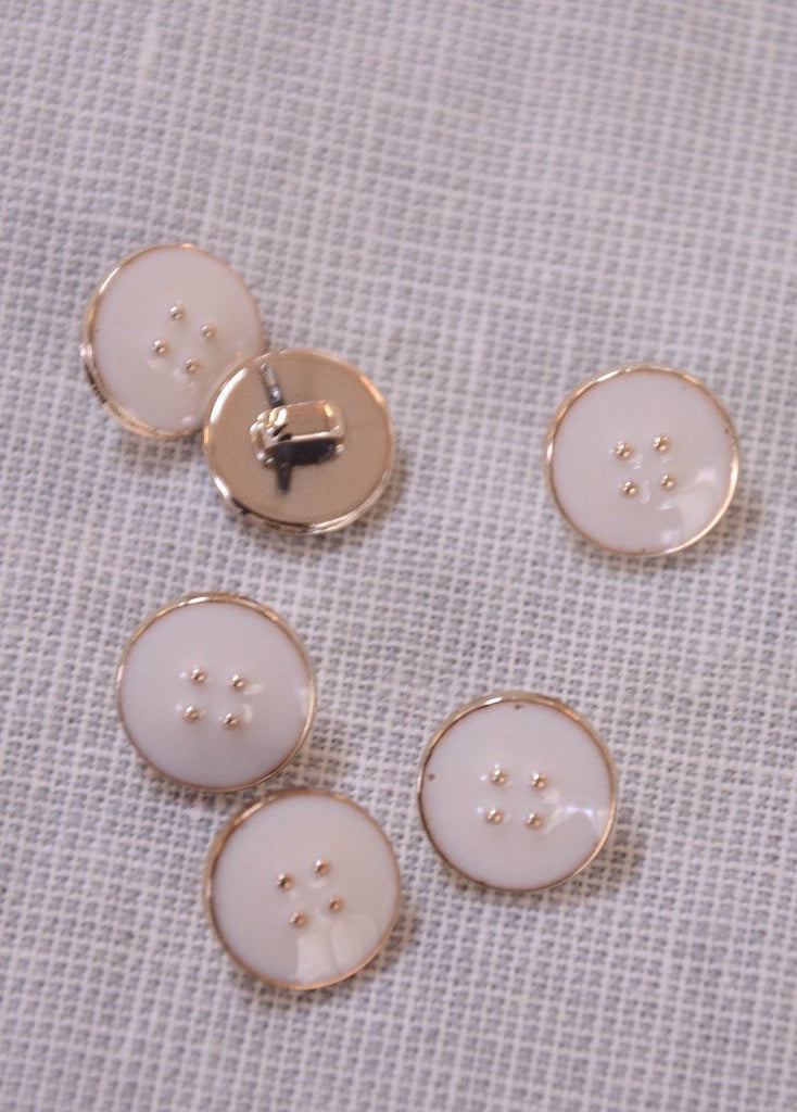Stephanoise Buttons Enamelled Button - White - 10mm