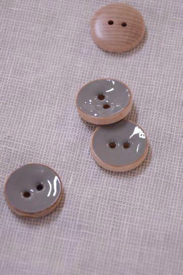 Stephanoise Buttons Lacquered Wooden Button - Grey - 15mm