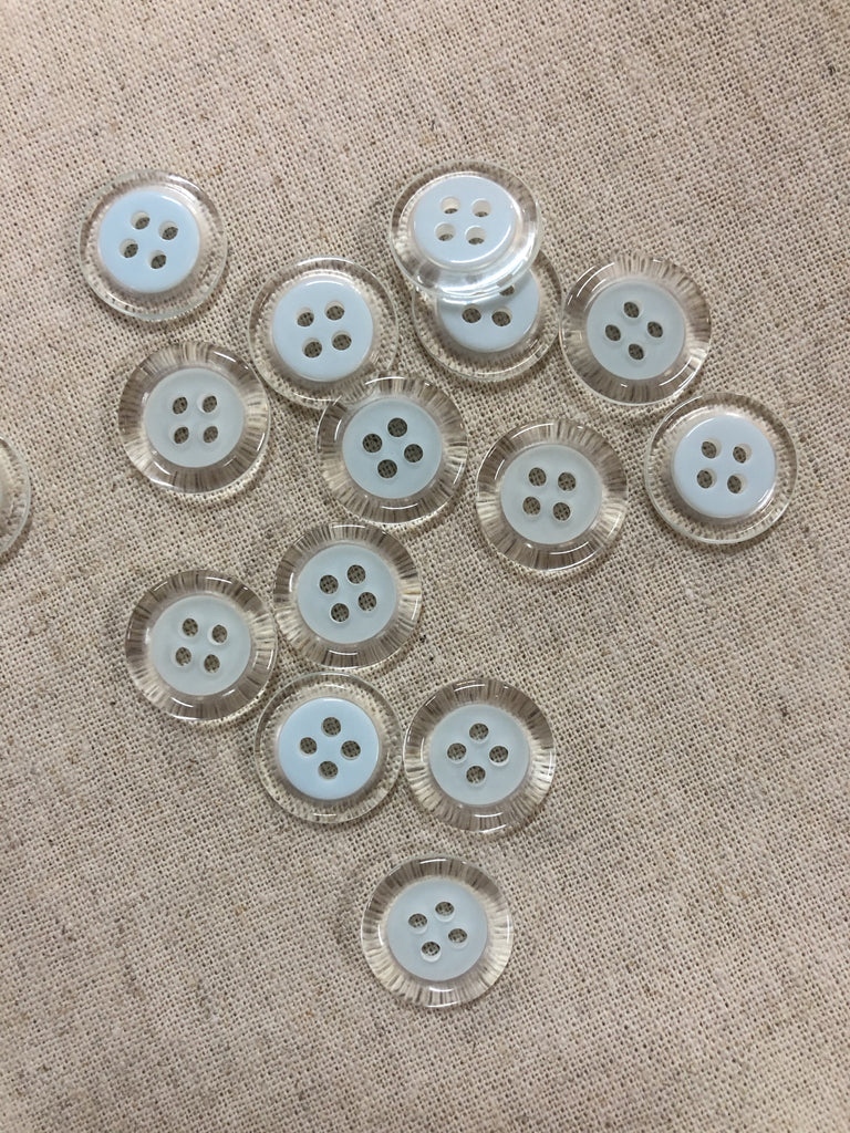 Stephanoise Buttons Pale Blue Clear Rim Button - 15mm