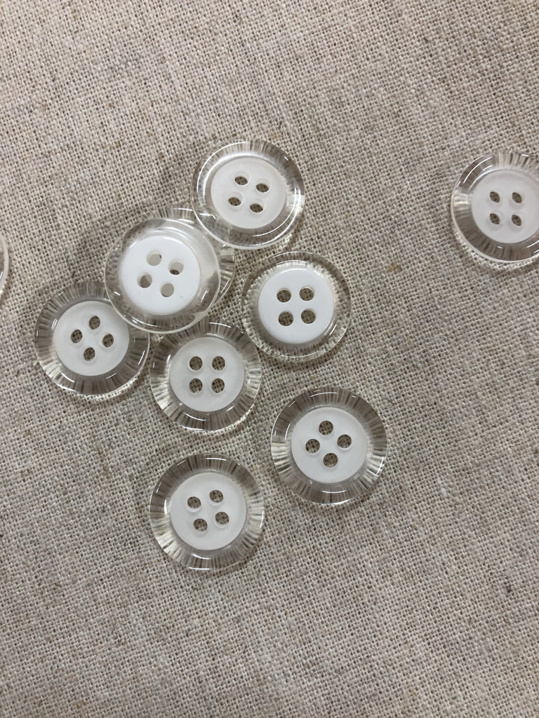 Stephanoise Buttons White Clear Rim Button - 15mm