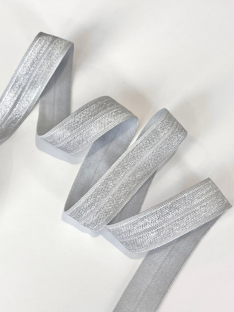 Stephanoise Ribbon and Trims Fold Over Elastic (FOE) - Silver Grey - 16mm