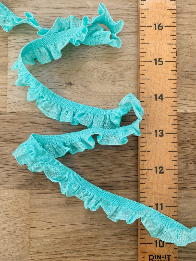 Stephanoise Ribbon and Trims Ruffle Edge Elastic 15mm - Turquoise