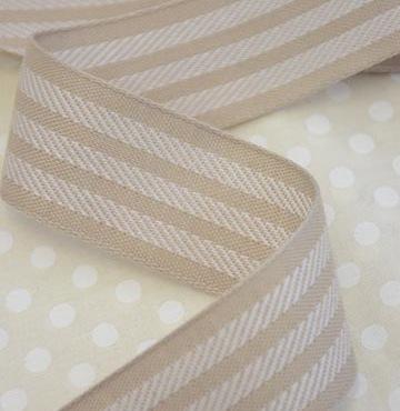Stephanoise Ribbon and Trims Soft Wide Woven Ribbon -32mm - Beige/ Ivory