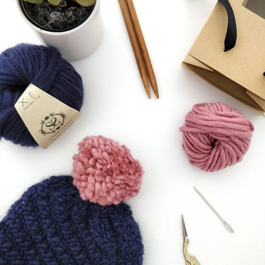 Stitch and Story Kits Luca Pom Hat Knitting Kit - Stitch and Story