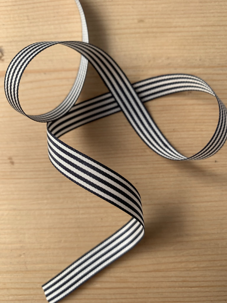 Stripe Ribbon - 9mm - Navy - The Eternal Maker - UK Fabric Shop