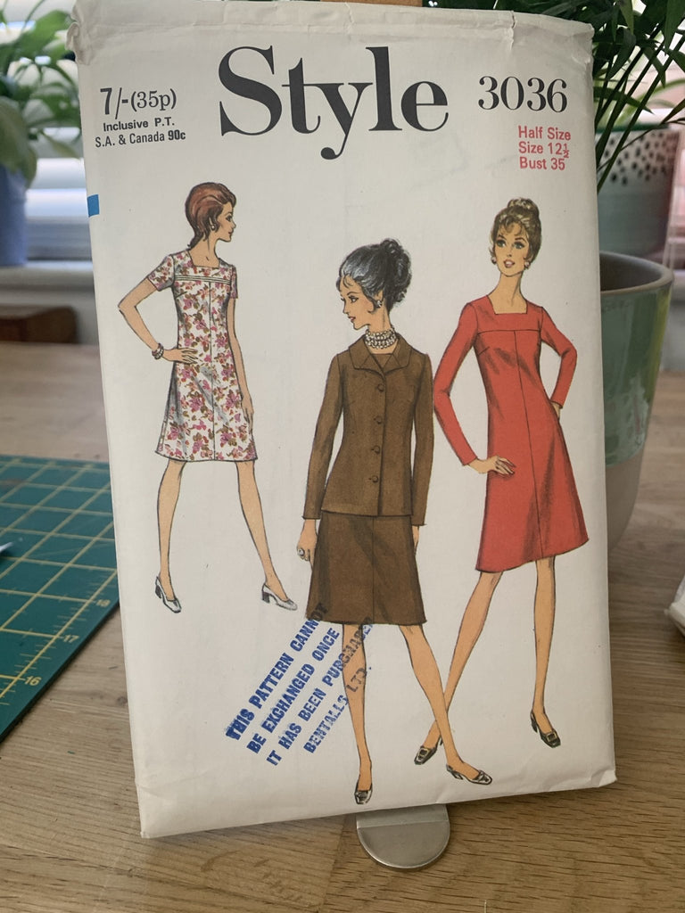 Style - 3036 Dress and Jacket - Vintage Sewing Pattern (Half Size 12 1/2 Bust 36) - The Eternal Maker - UK Fabric Shop