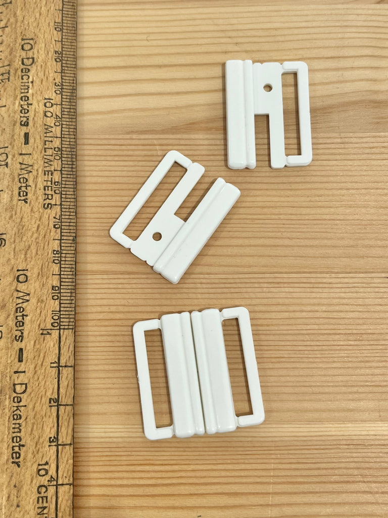 Swimwear Bikini Clasp - White Bars - 25mm - The Eternal Maker - UK Fabric Shop