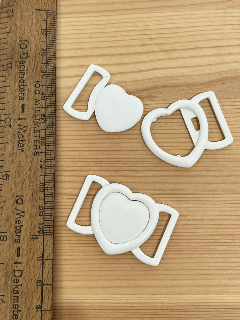 Swimwear Bikini Clasp - White Heart - 20mm - The Eternal Maker - UK Fabric Shop